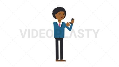 Black Corporate Man Using Phone Happy Stock Animation
