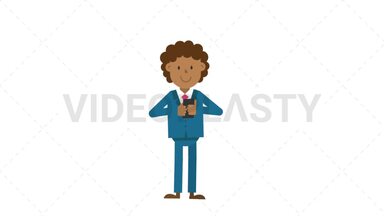 Black Corporate Man Using Phone Stock Animation