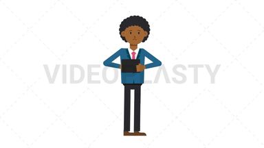 Black Corporate Man Using Tablet Sad Stock Animation