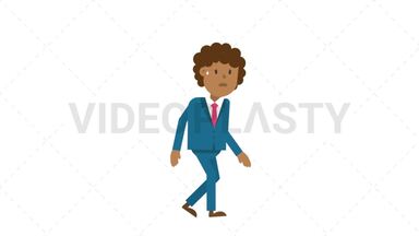 Black Corporate Man Walking Tired Stock Animation