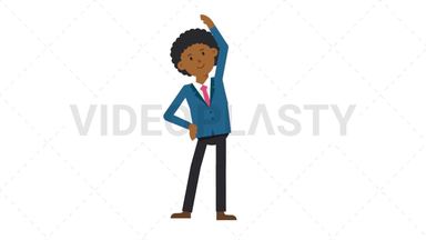 Black Corporate Man Warmup Exercise Stock Animation