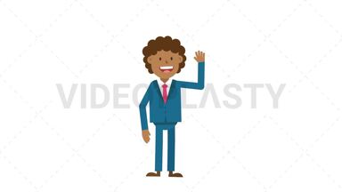 Black Corporate Man Waving His Hand Stock Animation