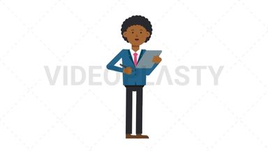 Black Corporate Man Writing on Clipboard Stock Animation