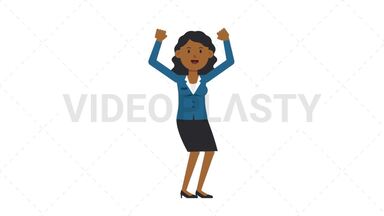 Black Corporate Woman Cheer Stock Animation