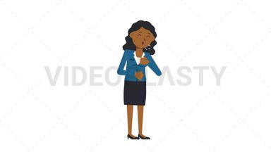Black Corporate Woman Coughing Stock Animation