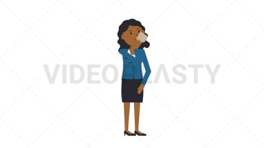Black Corporate Woman Drinking Coffee Stock Animation