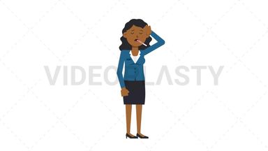 Black Corporate Woman Fever Stock Animation