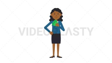 Black Corporate Woman Holding Cash Stock Animation