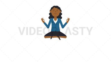 Black Corporate Woman Meditating Stock Animation