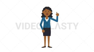 Black Corporate Woman Pointing Above Stock Animation