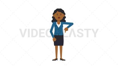 Black Corporate Woman Pointing Below Stock Animation