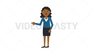 Black Corporate Woman Pointing Left Stock Animation