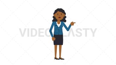 Black Corporate Woman Pointing Right Stock Animation