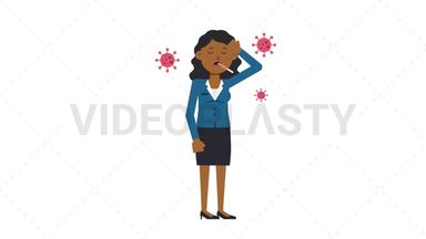 Black Corporate Woman Sick with Covid Stock Animation