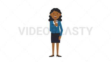 Black Corporate Woman Talking on Microphone Stock Animation