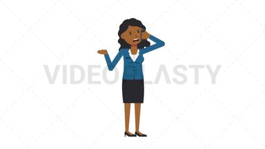 Black Corporate Woman Talking on Phone Angry Stock Animation