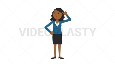 Black Corporate Woman Thinking Stock Animation