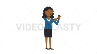 Black Corporate Woman Using Phone Happy Stock Animation
