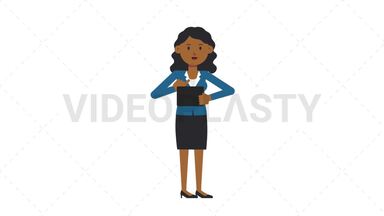 Black Corporate Woman Using Tablet Happy Stock Animation