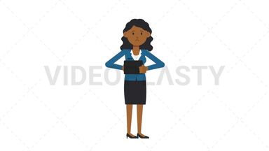Black Corporate Woman Using Tablet Sad Stock Animation
