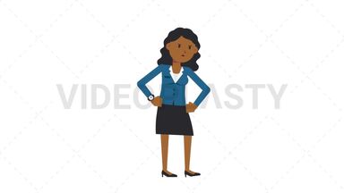Black Corporate Woman Waiting Stock Animation