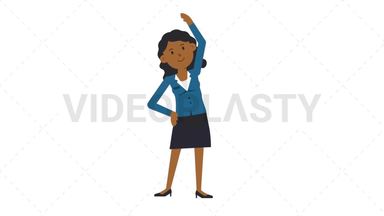 Black Corporate Woman Warmup Exercise Stock Animation