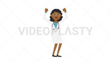 Black Female Doctor Cheer Stock Animation