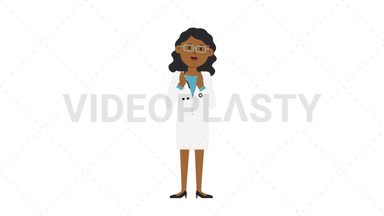 Black Female Doctor Clapping Stock Animation