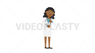 Black Female Doctor Coughing Stock Animation