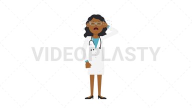 Black Female Doctor Crying Stock Animation