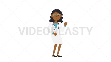 Black Female Doctor Dancing Stock Animation