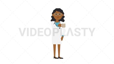 Black Female Doctor Drinking Coffee Stock Animation