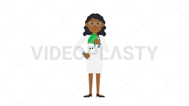 Black Female Doctor Holding Cash Stock Animation