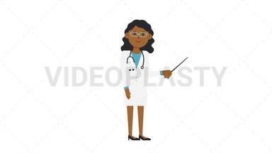 Black Female Doctor Holding Pointer Stick Stock Animation