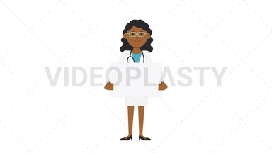 Black Female Doctor Holding Poster Stock Animation