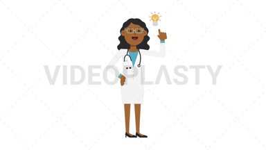Black Female Doctor Idea Stock Animation