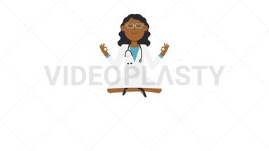 Black Female Doctor Meditating Stock Animation