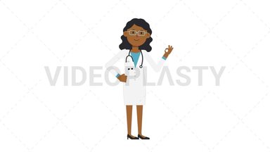 Black Female Doctor Ok Stock Animation
