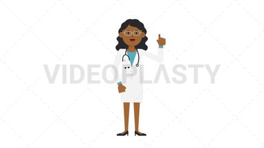 Black Female Doctor Pointing Above Stock Animation