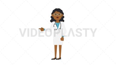 Black Female Doctor Pointing Left Stock Animation