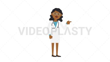 Black Female Doctor Pointing Right Stock Animation