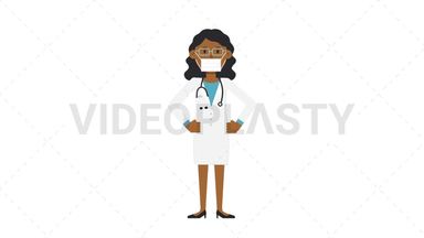 Black Female Doctor Putting on Face Mask Stock Animation