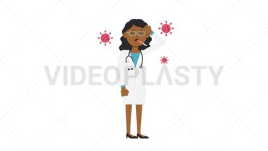 Black Female Doctor Sick with Covid Stock Animation