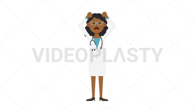 Black Female Doctor Stressed Stock Animation
