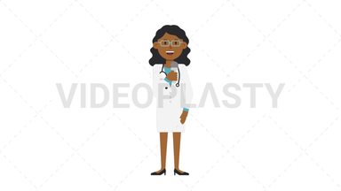 Black Female Doctor Talking on Microphone Stock Animation