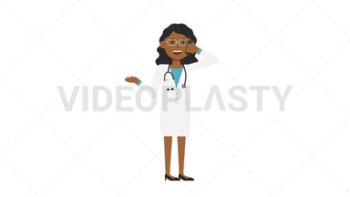 Black Female Doctor Talking on the Phone Happy Stock Animation