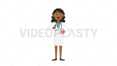 Black Female Doctor Using Disinfectant Spray Stock Animation