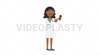 Black Female Doctor Using Phone Stock Animation