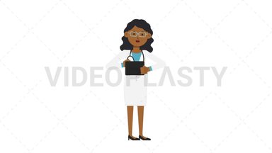 Black Female Doctor Using Tablet Happy Stock Animation