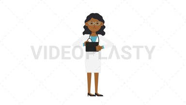 Black Female Doctor Using Tablet Sad Stock Animation
